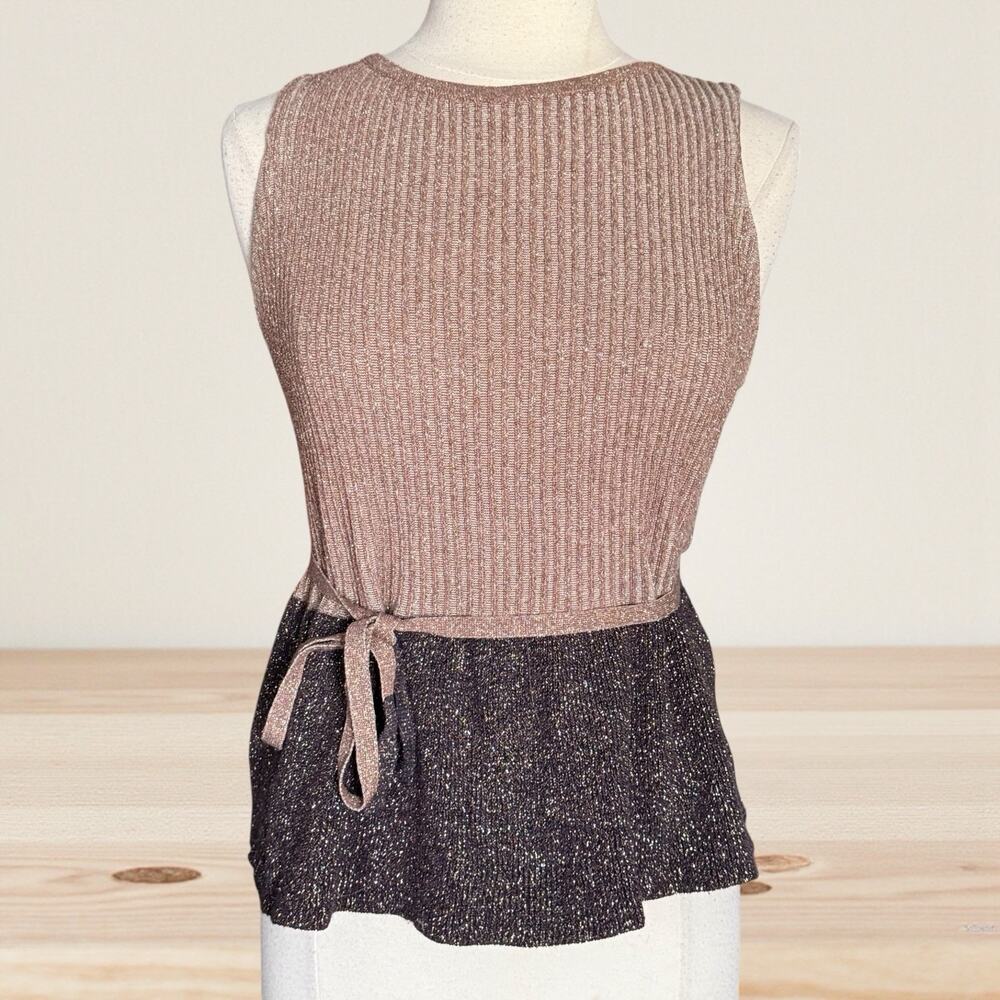 Anthropologie Moth Sparkle Ribbed Top Sz M Ribbed‎ Knit Wear Belted or Not